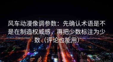 风车动漫像调参数：先确认术语是不是在制造权威感，再把少数标注为少数（评论也能用）