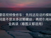 蘑菇视频像修车：先找这段话的模糊词是不是太多这颗螺丝，再把引用补全再读（看图文都适用）