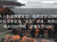 人人影视快速复盘：先把这句话的时间有没有变成“永远”讲清，再把过程补回时间线（更像在写SOP）