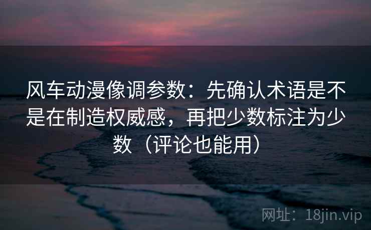风车动漫像调参数：先确认术语是不是在制造权威感，再把少数标注为少数（评论也能用）